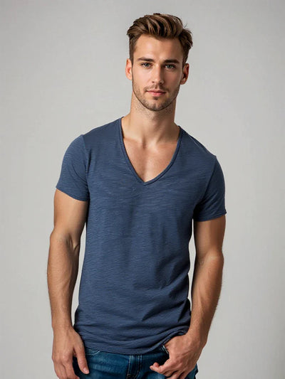 T-shirt pour hommes avec col en V