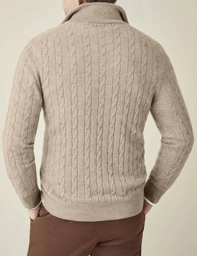 Pull torsadé homme à col zippé