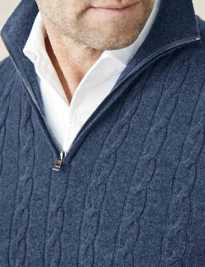 Pull torsadé homme à col zippé