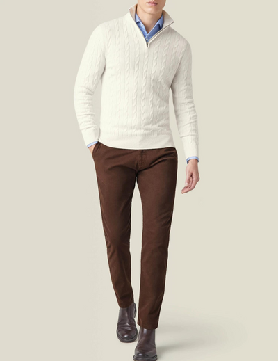 Pull torsadé homme à col zippé