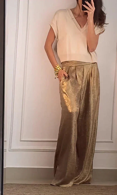 Yanira - Ensemble deux pièces avec pantalon et manches courtes pour femmes