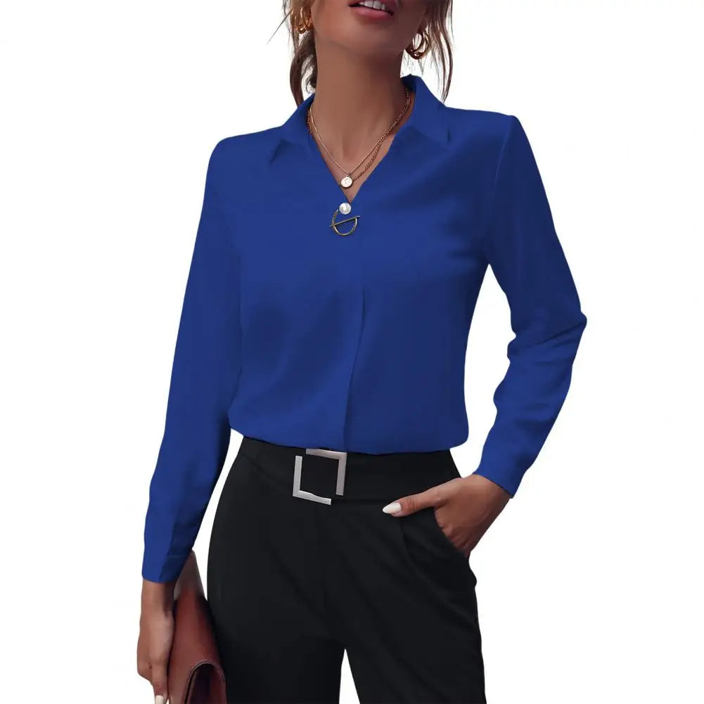Blouse fluide femme coupe ample col chemise et manches longues