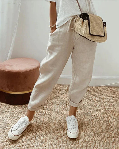 Valentina - Pantalon de Sweat en Lin Décontracté et Élégant