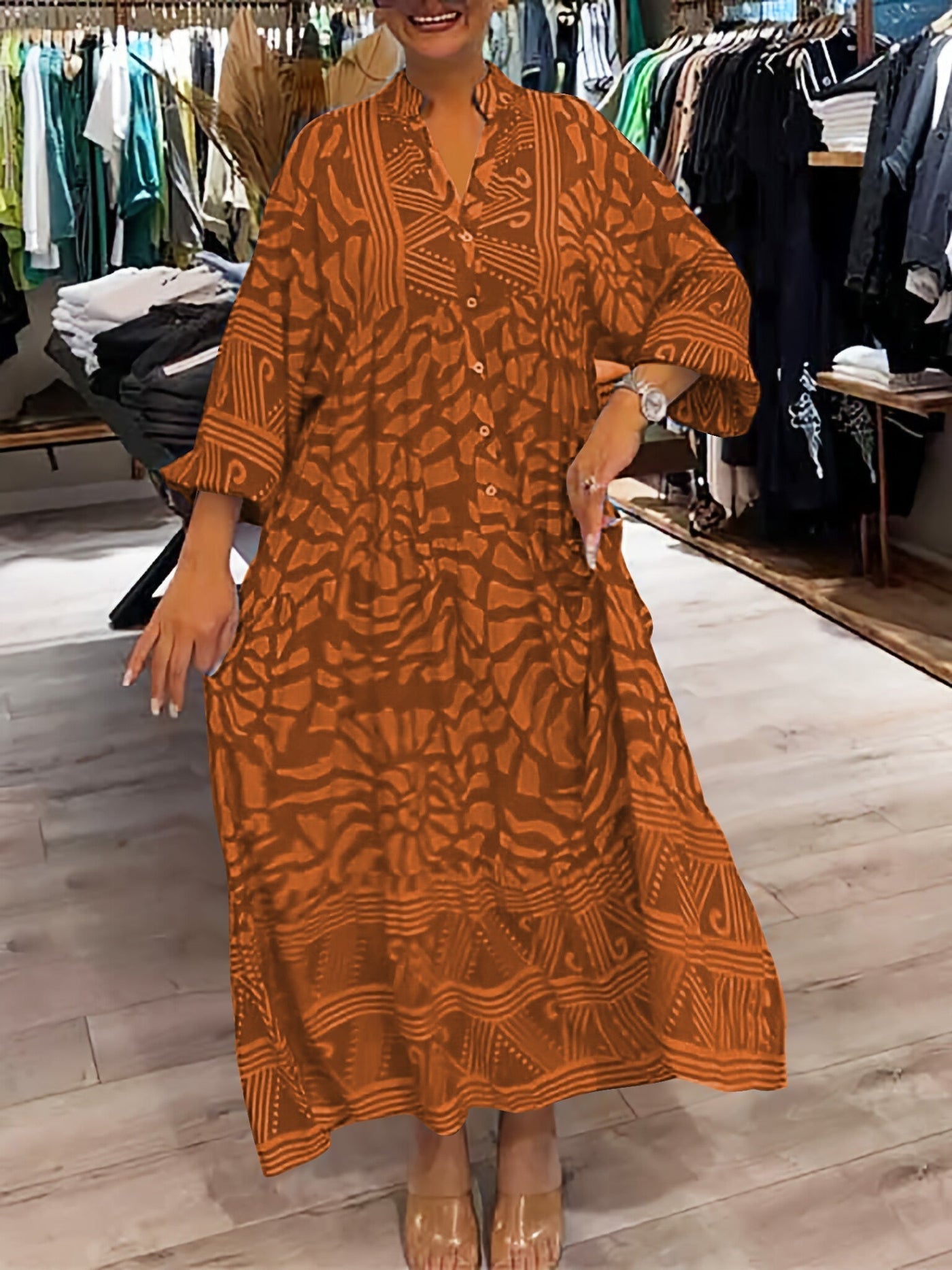 Mira | Robe Imprimée à Col V