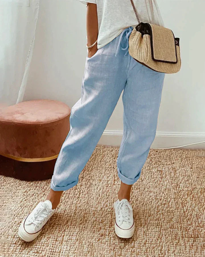Valentina - Pantalon de Sweat en Lin Décontracté et Élégant