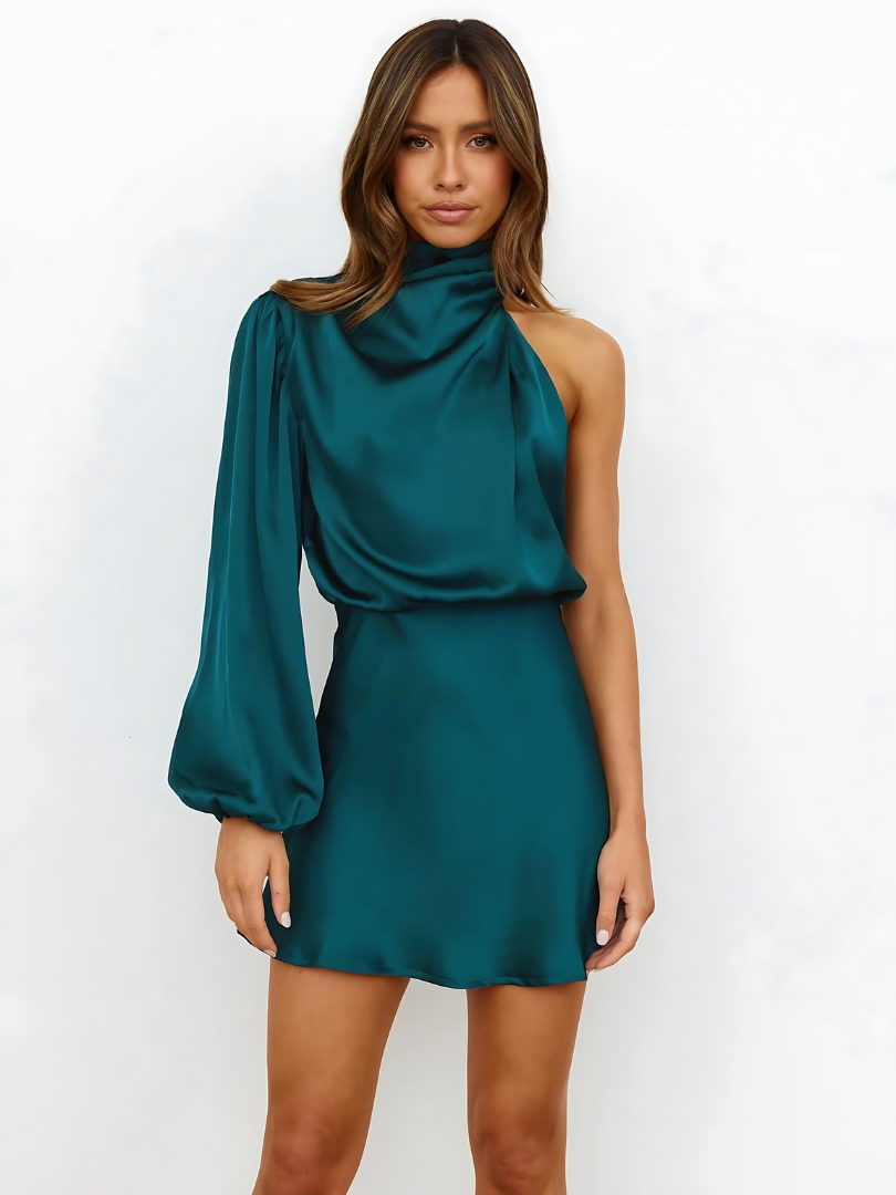 Robe en satin à une épaule - tenue de soirée raffinée pour femmes
