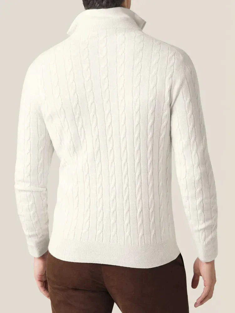 Pull torsadé homme à col zippé