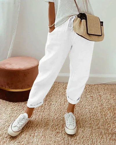 Valentina - Pantalon de Sweat en Lin Décontracté et Élégant