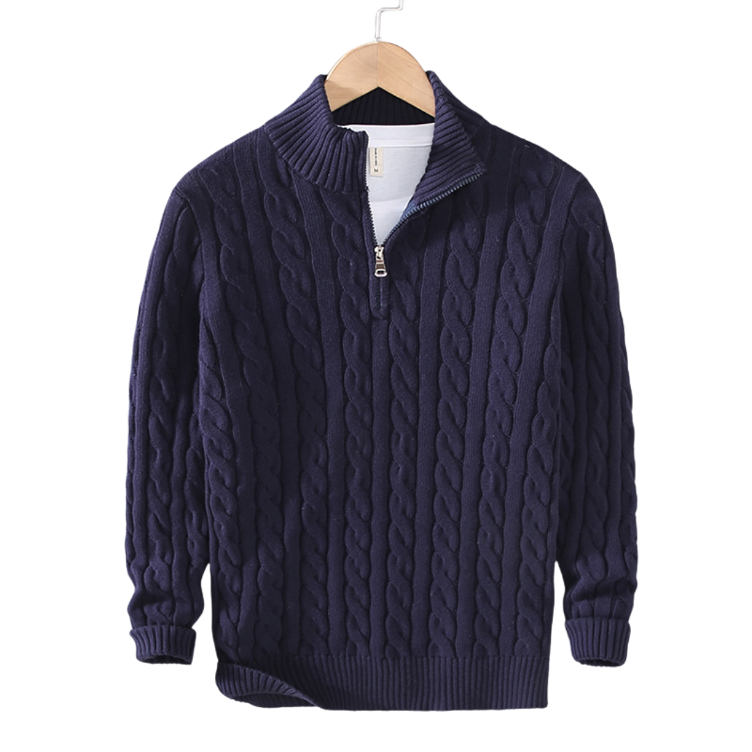 Pull demi-zip homme en coton