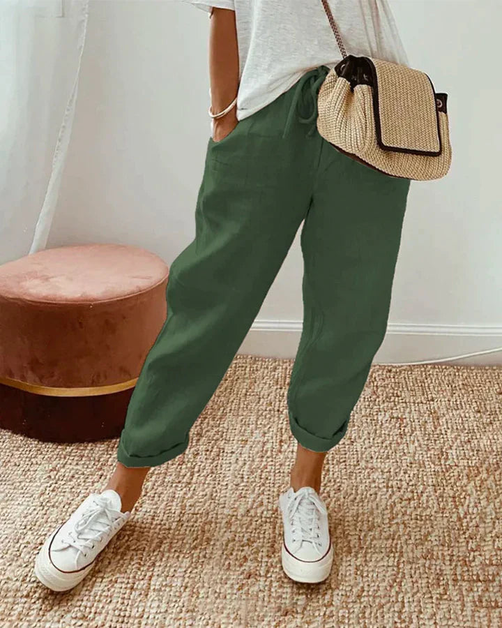 Valentina - Pantalon de Sweat en Lin Décontracté et Élégant