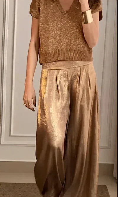 Yanira - Ensemble deux pièces avec pantalon et manches courtes pour femmes
