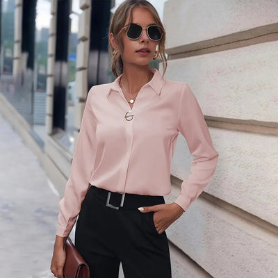 Blouse fluide femme coupe ample col chemise et manches longues