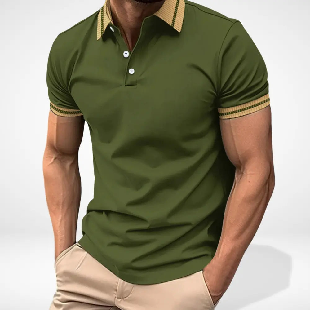 Polo homme coupe droite – Col contrasté et maille piquée