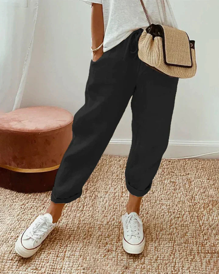Valentina - Pantalon de Sweat en Lin Décontracté et Élégant