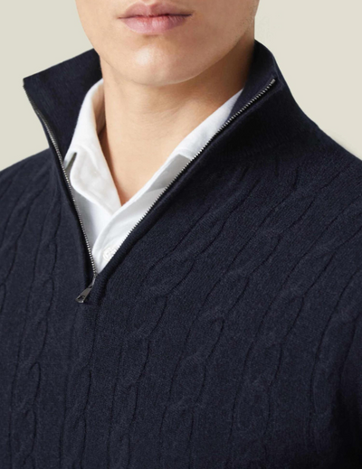 Pull torsadé homme à col zippé