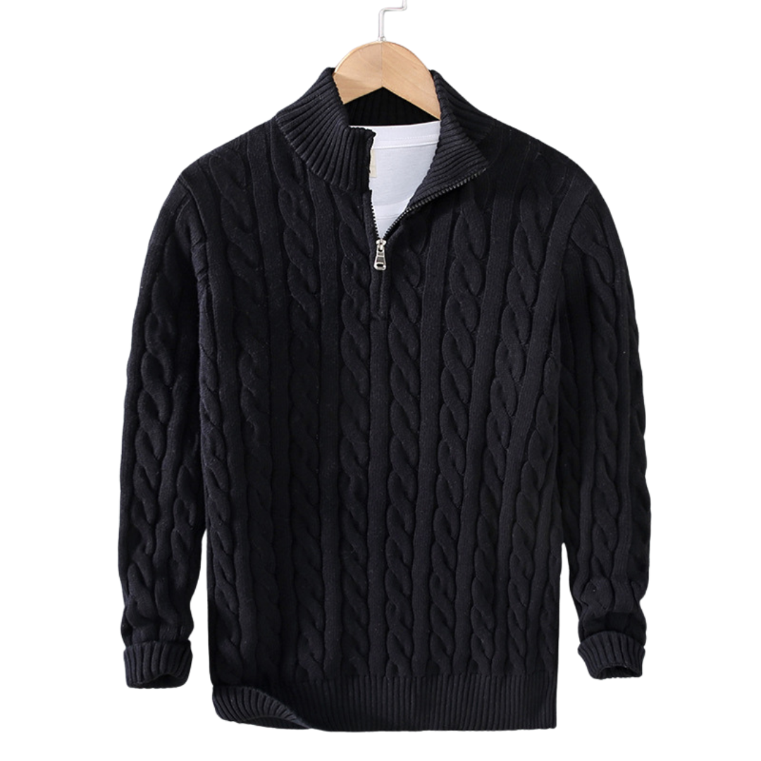Pull demi-zip homme en coton