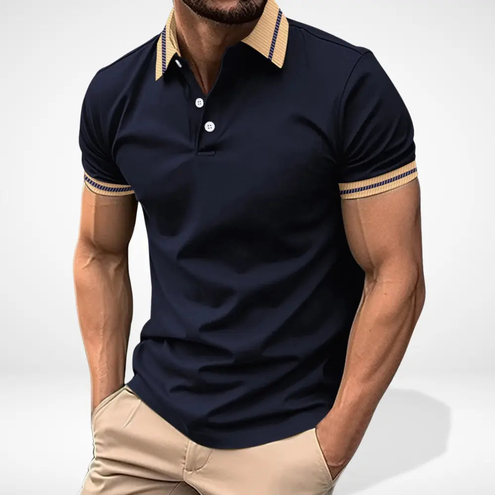 Polo homme coupe droite – Col contrasté et maille piquée