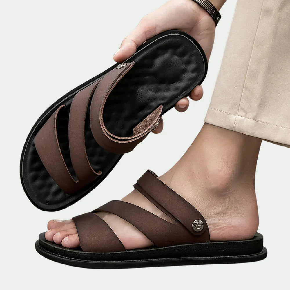 Sandales homme en cuir Leroux Mode– Style estival décontracté et confort pieds nus