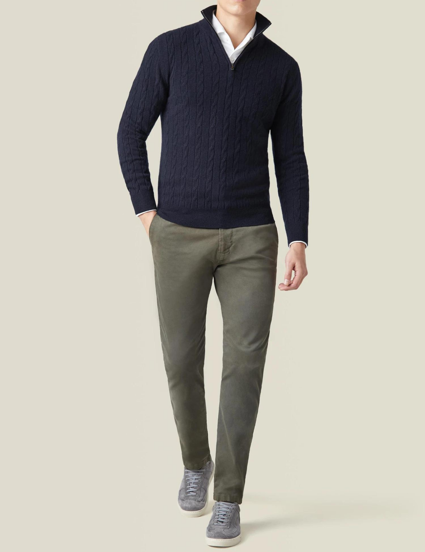 Pull torsadé homme à col zippé