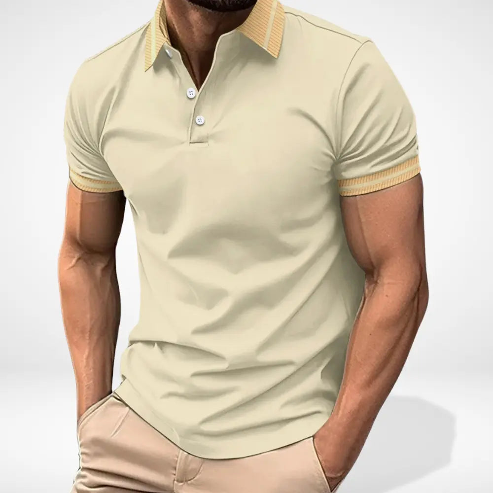 Polo homme coupe droite – Col contrasté et maille piquée