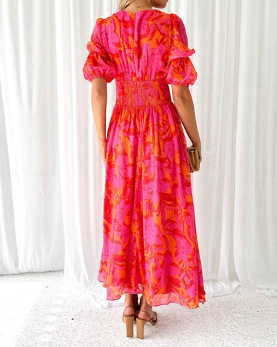 DERANA | Robe longue en Rose Rouge