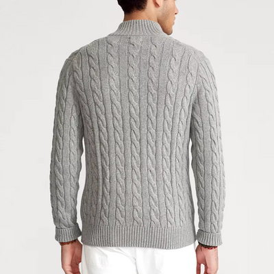 Pull demi-zip en coton à col montant