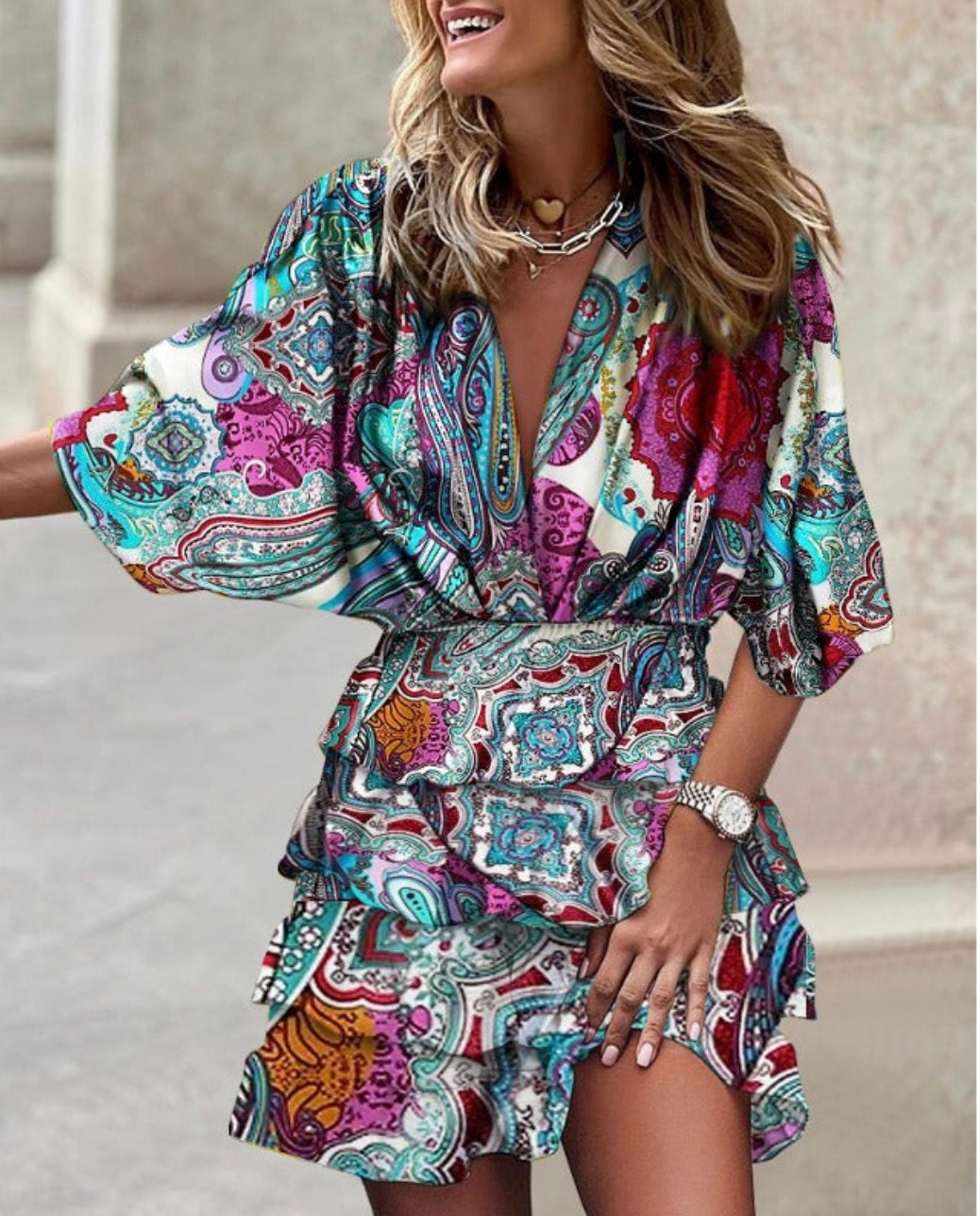 YOLANTE | Robe d'été multicolore tendance