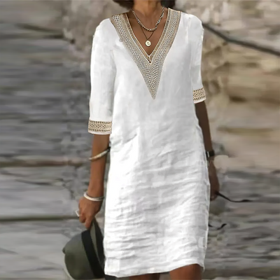 Celine | Robe d'été en Coton et Lin, Robe d'été Respirante