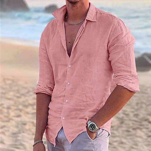 Chemise homme en lin et coton – Respirante et boutonnée | Style estival décontracté