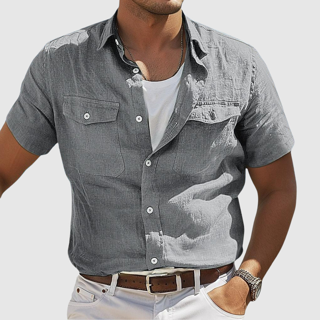 Lennard | Chemise en lin confortable et élégante au coucher du soleil