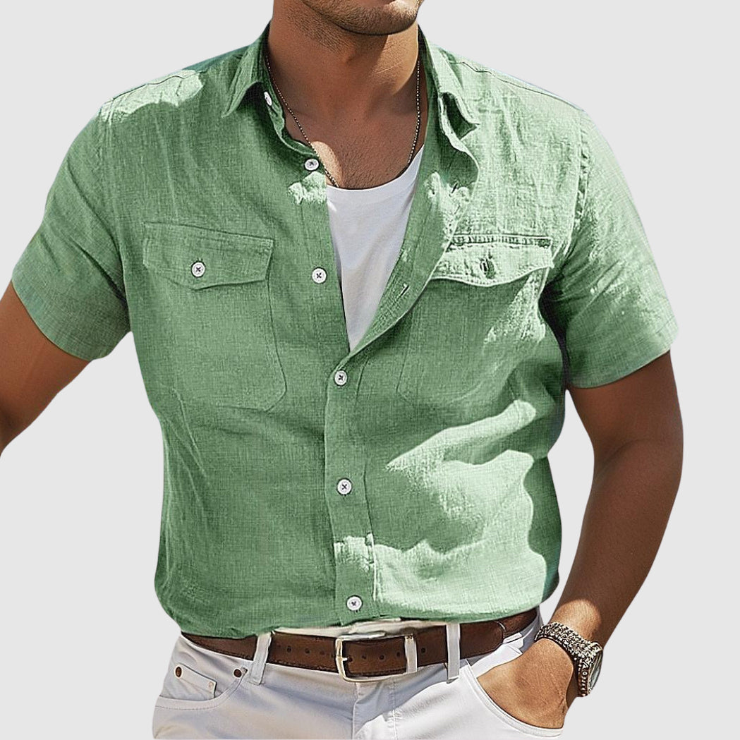 Lennard | Chemise en lin confortable et élégante au coucher du soleil