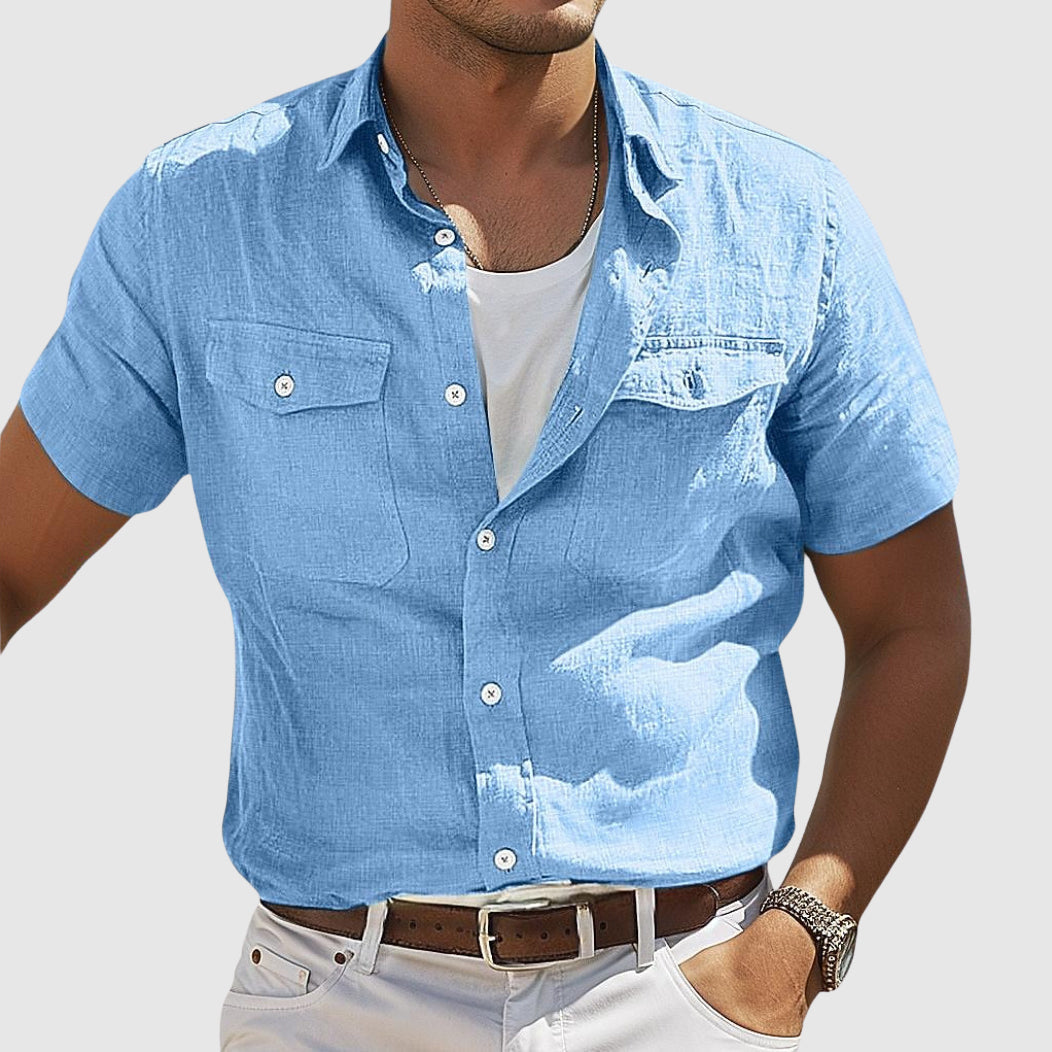 Lennard | Chemise en lin confortable et élégante au coucher du soleil