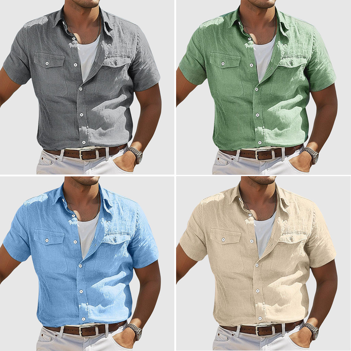 Lennard | Chemise en lin confortable et élégante au coucher du soleil