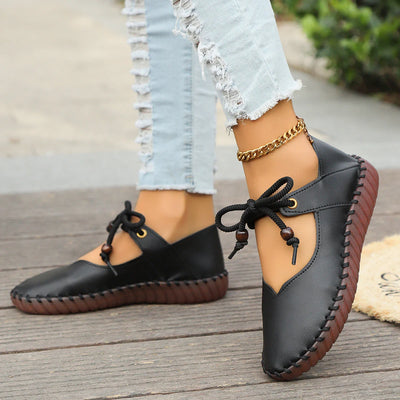 Chaussures femme confortables – Bout rond, semelle souple et lacets décoratifs
