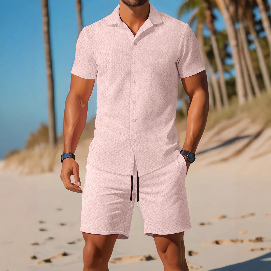 Ensemble Homme Chemise et Shorts – Coupe Slim – Tissu Léger et Respirant – Texture Imprimée