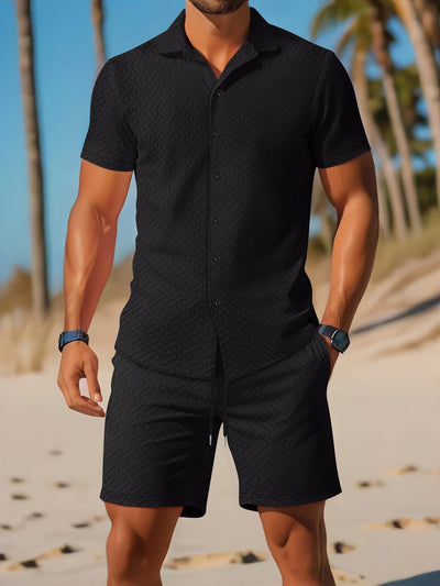 Ensemble Homme Chemise et Shorts – Coupe Slim – Tissu Léger et Respirant – Texture Imprimée
