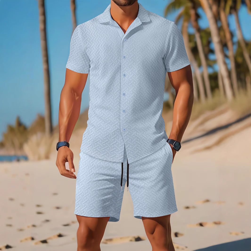 Ensemble Homme Chemise et Shorts – Coupe Slim – Tissu Léger et Respirant – Texture Imprimée