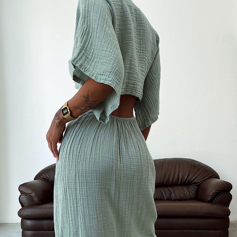 Robe femme – Robe maxi – Coupe ajustée – Col en V – Découpes – Dos nu