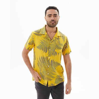 Chemise pour homme à manches courtes – Coupe décontractée – Tissu léger et respirant – Motif feuillage