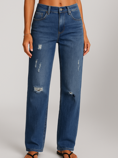 Jean femme taille basse coupe large