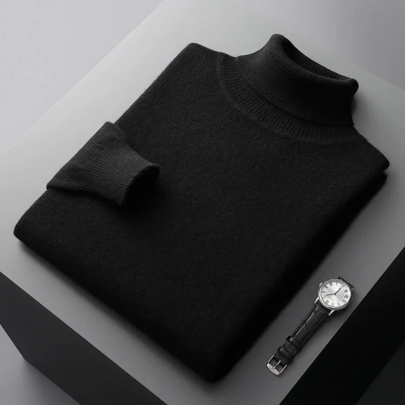 Pull Col Roulé Homme en Laine Mérinos