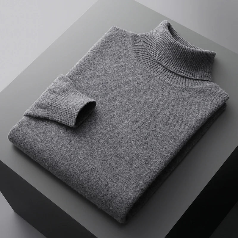 Pull Col Roulé Homme en Laine Mérinos