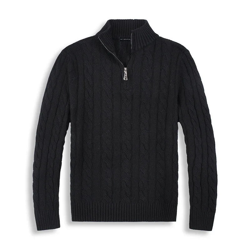 Pull demi-zip en coton à col montant