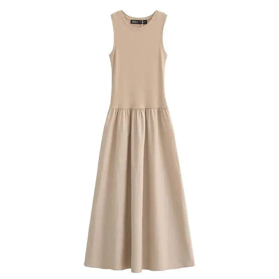Robe longue sans manches femme – Style classique chic – Élégance fluide pour l'été