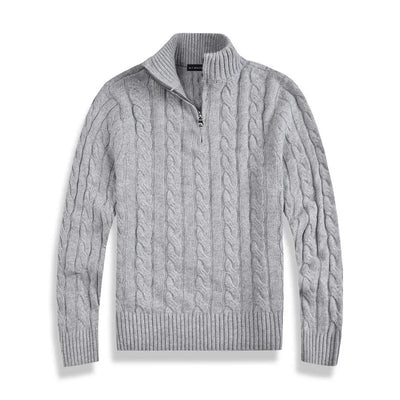 Pull demi-zip en coton à col montant