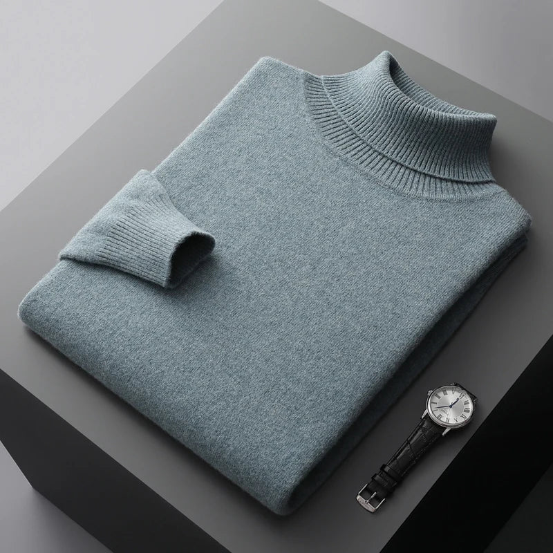 Pull Col Roulé Homme en Laine Mérinos