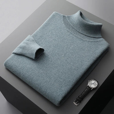 Pull Col Roulé Homme en Laine Mérinos
