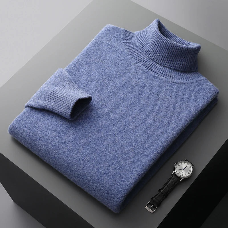 Pull Col Roulé Homme en Laine Mérinos