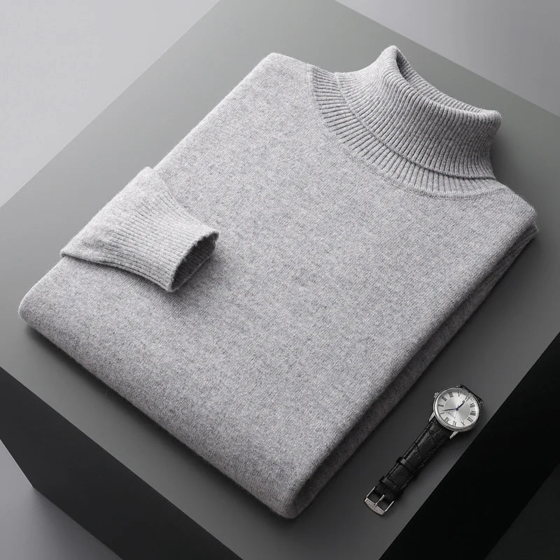 Pull Col Roulé Homme en Laine Mérinos
