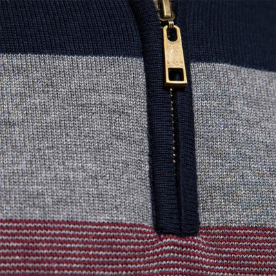 Pull homme à col zippé quart, maille coton mélangé